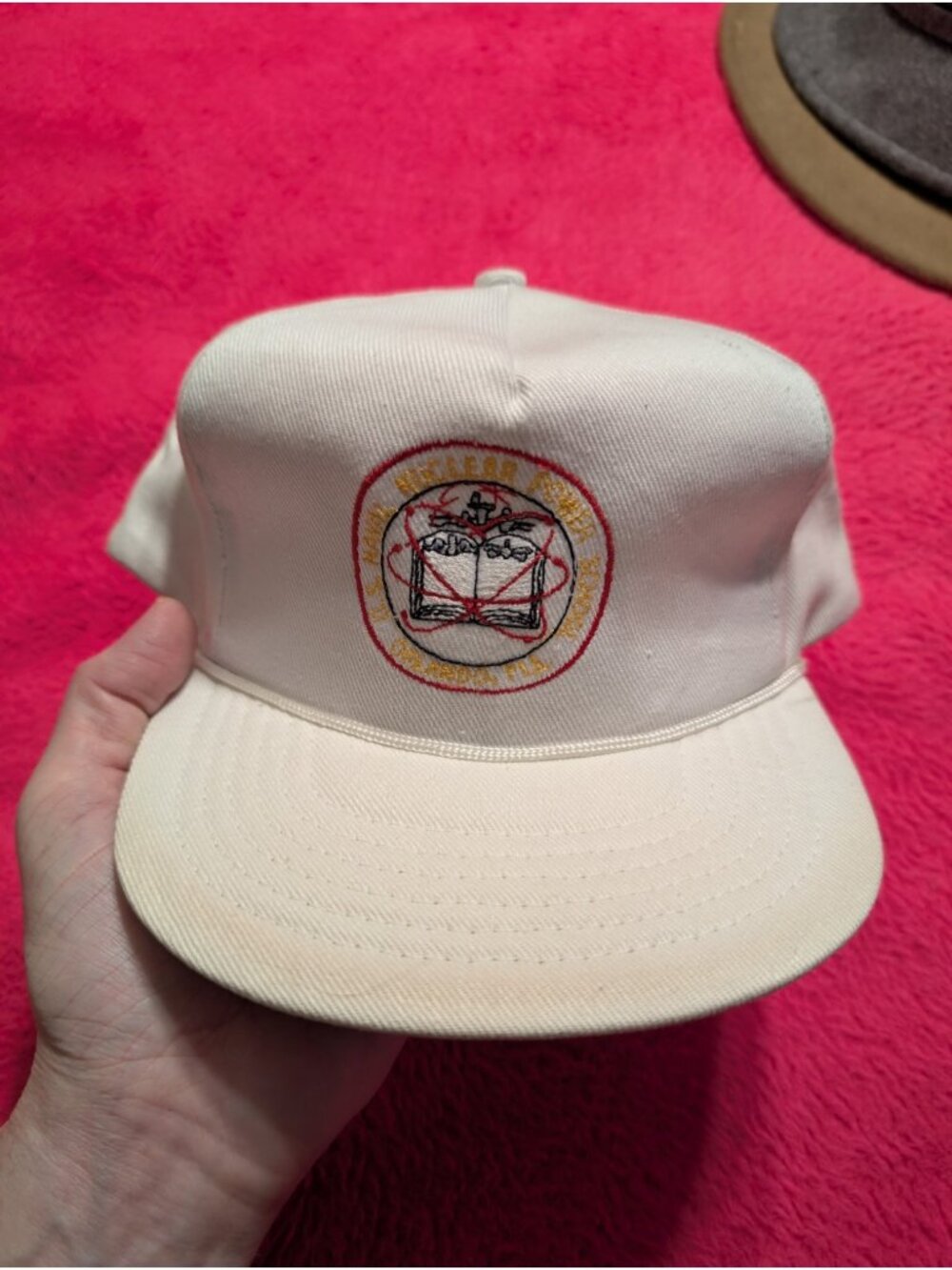 Vintage 80s US Navy Nuclear Power School Orlando Hat White Rope Snapback Cap FL